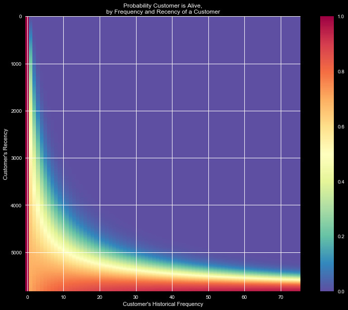 Probability of a customer being alive